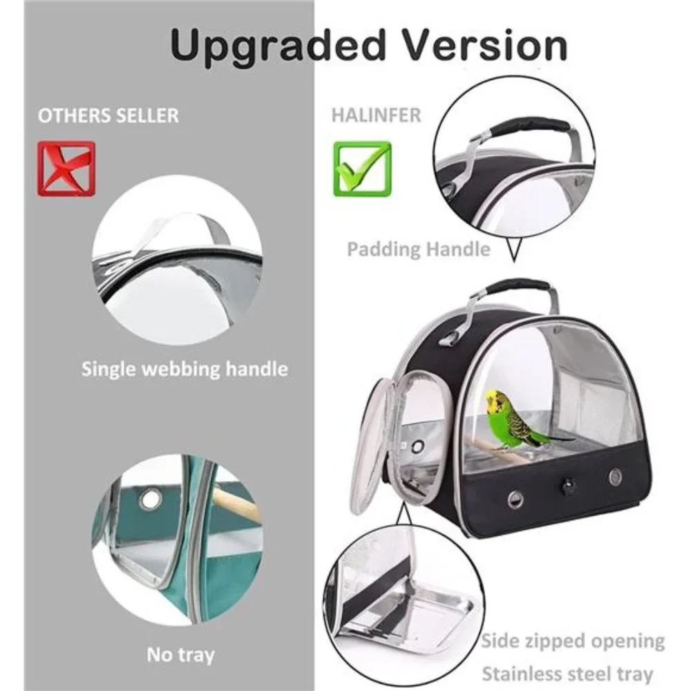 Small Bird Travel Cage Carrier, Portable Small Bird Parrot Parakeet Carrier
